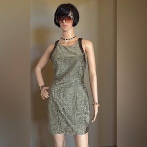 FOREVER 21 Vintage Gorgeous Metallic Gold Speckled Dress Sz Small, back zipper!